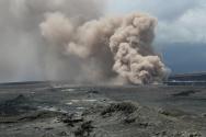 Ash-rich plume rising from HALEMAUMAU Crater, KILAUEA Volcano, HAWAII