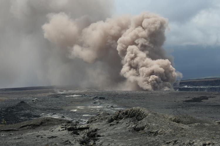 Ash-rich plume rising from HALEMAUMAU Crater, KILAUEA Volcano, HAWAII