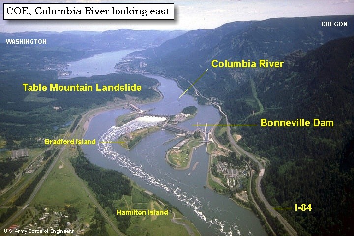 J522 Antique  Linen Postcard Bonneville Dam Columbia River WA and OR 