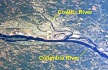 NASA Image, 1994, Columbia River and the mouth of the Cowlitz River, click to enlarge