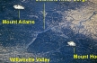 NASA Image, 1997, Columbia River, Mount Hood, and Mount Adams, click to enlarge