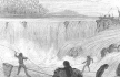 Engraving, 1841, Willamette Falls by J. Drayton, click to enlarge