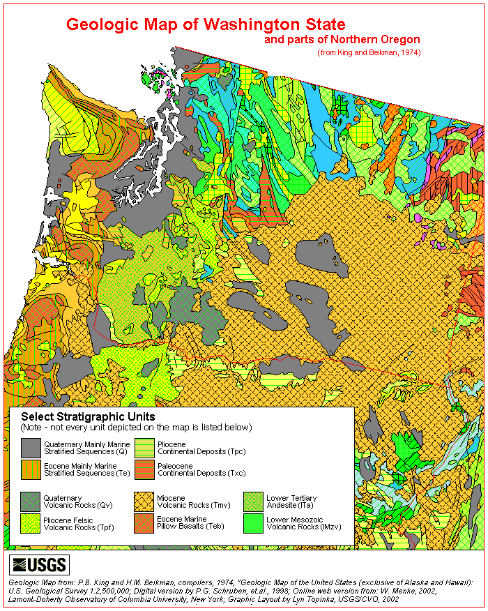 Map, from King and Beikman, 1974, Geologic Map, Washington State