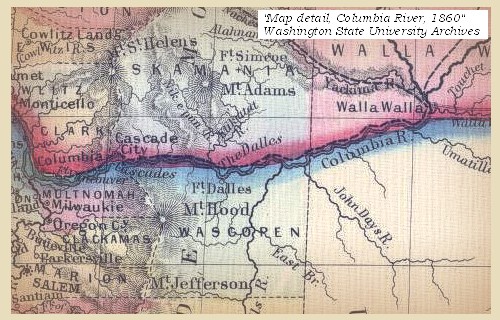 Map, Columbia River including Mount Adams, 1860