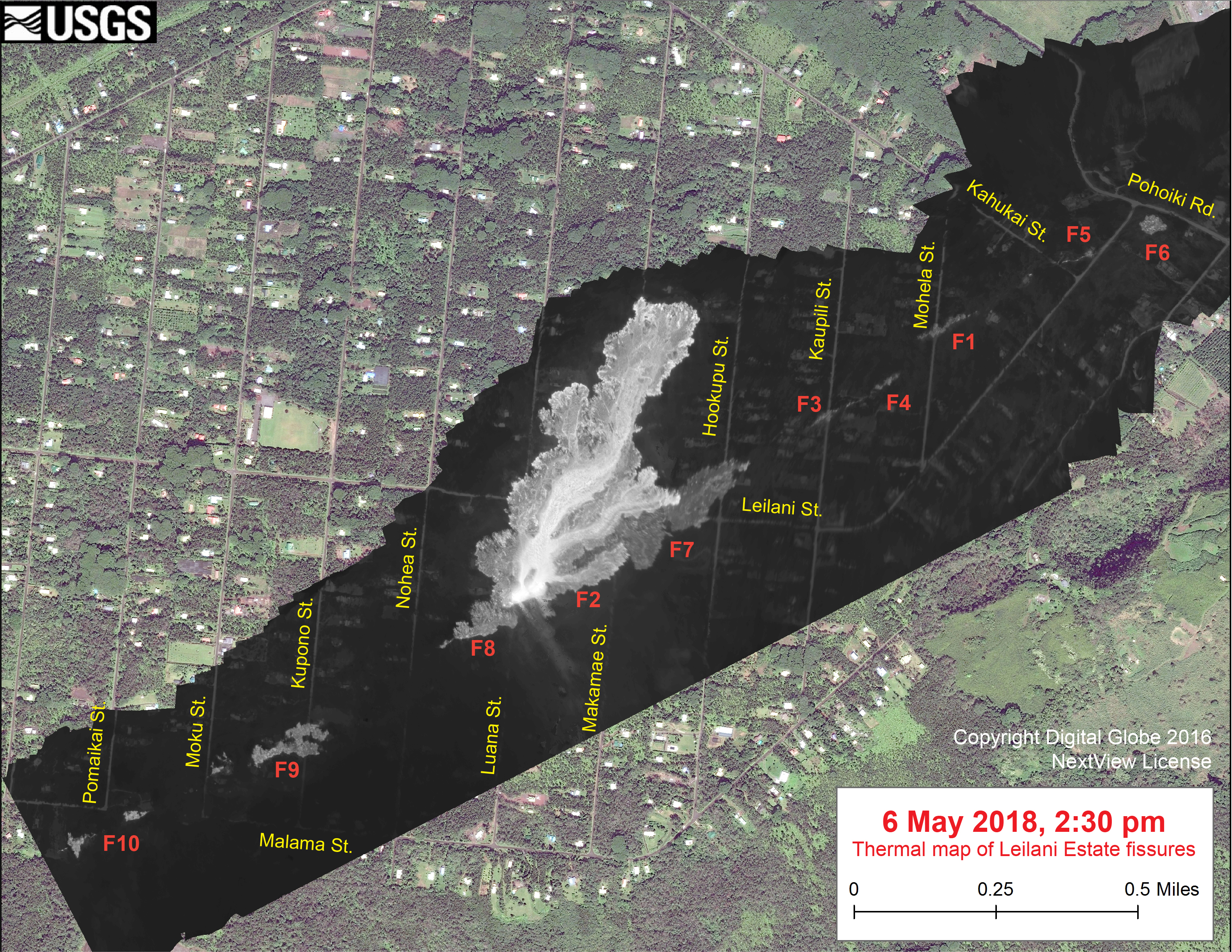 Leilani Estates Lava Map Thermal Map Of The Leilani Estates Fissures | U.s. Geological Survey