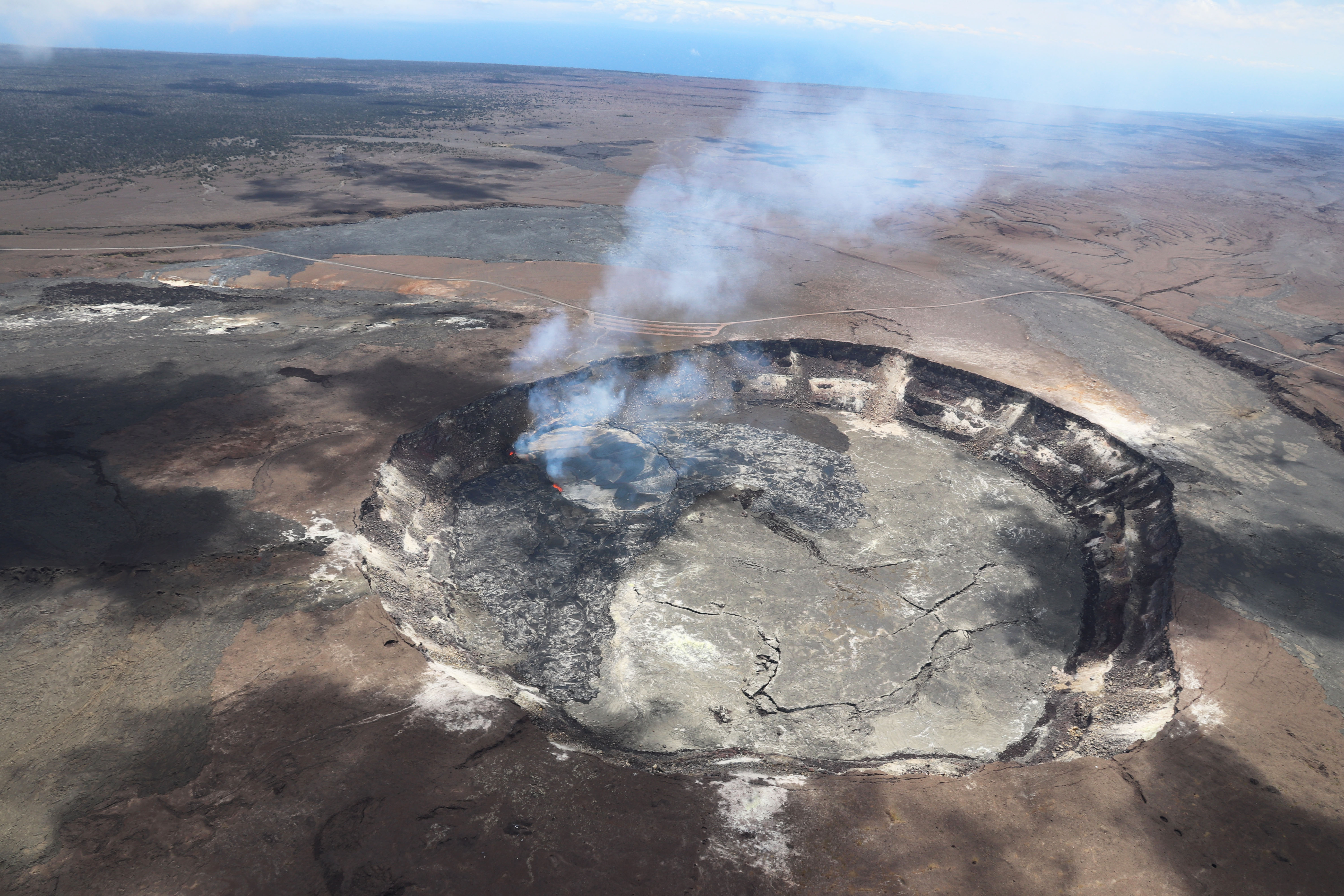 2018 Kilauea Volcano Cracking In Halema‘uma‘u Crater Silver Halide Aerial Photo 