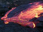 Gushing lava in Kohola breakout, Kilauea volcano, Hawai`i