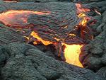 Lava pours into depression, Kilauea volcano, Hawai`i
