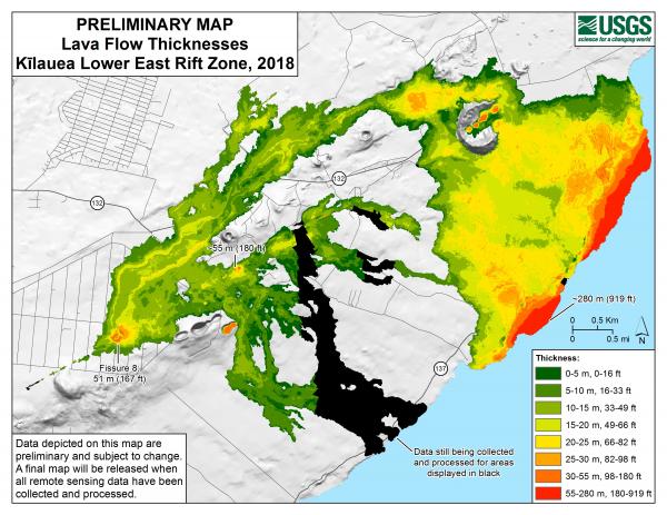 How is lava flow thickness measured and why does it matter?