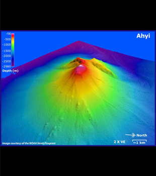 Bathymetric map of Ahyi Seamount courtesty of NOAA.
