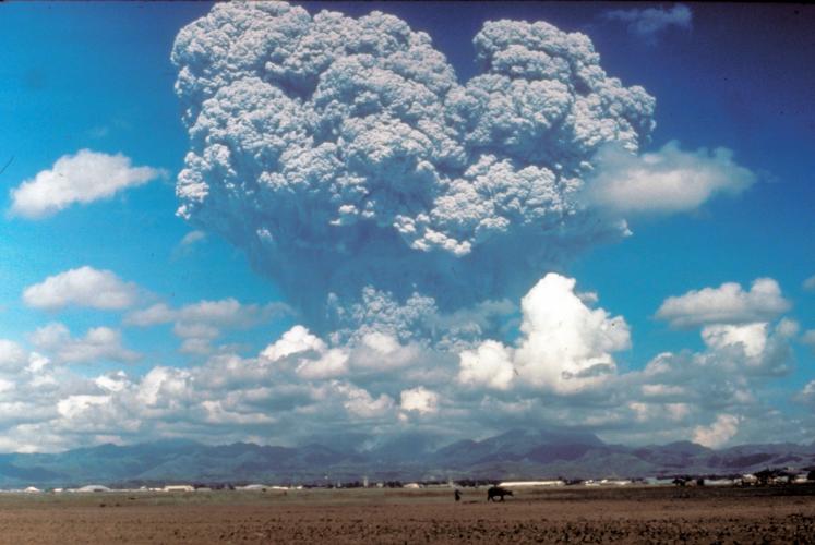 The June 12, 1991 eruption column from Mount Pinatubo taken from the east  side of Clark Air Base.