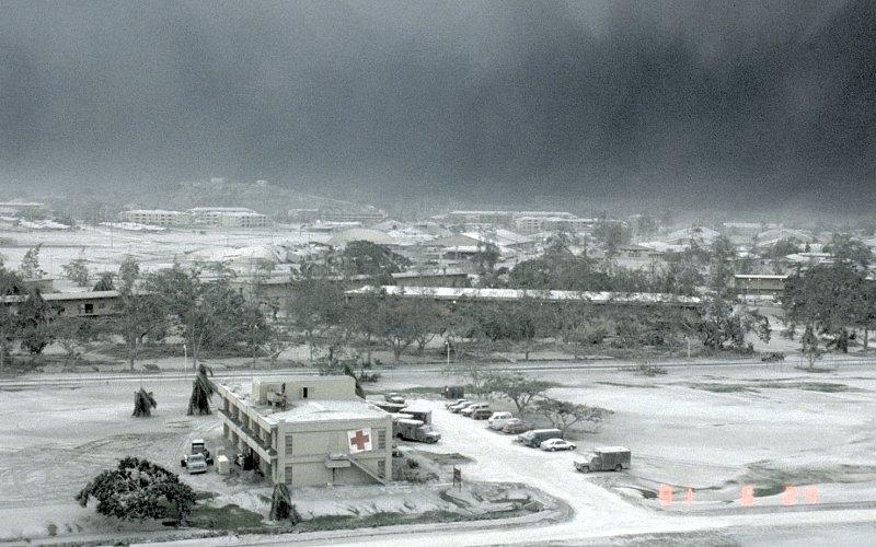 Darkness during an ashfall from Mount Pinatubo volcano, Philippines.