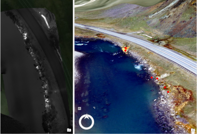 Thermal and visible images of LaDuke hot springs (Click image to view full size.) Thermal and visible images of LaDuke hot springs (Click image to view full size.)
