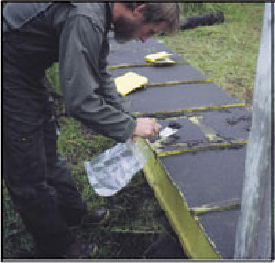 Collection of measured-area tephra samples from hard surfaces after 1992 eruption of Crater Peak/Mount Spurr, AK .
(Click image to view full size.) Collection of measured-area tephra samples from hard surfaces after 1992 eruption of Crater Peak/Mount Spurr, AK .
(Click image to view full size.)